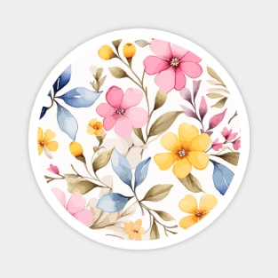 Light Pink and Yellow Flowers Pattern on White Magnet